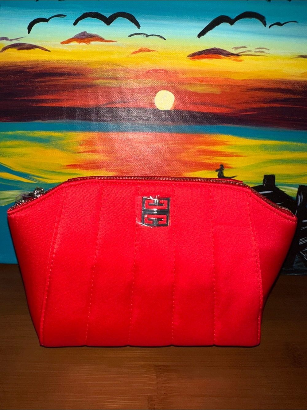 ❌❌ SOLD ❌❌ Givenchy Parfums Red Quilted Logo Cosmetic Pouch